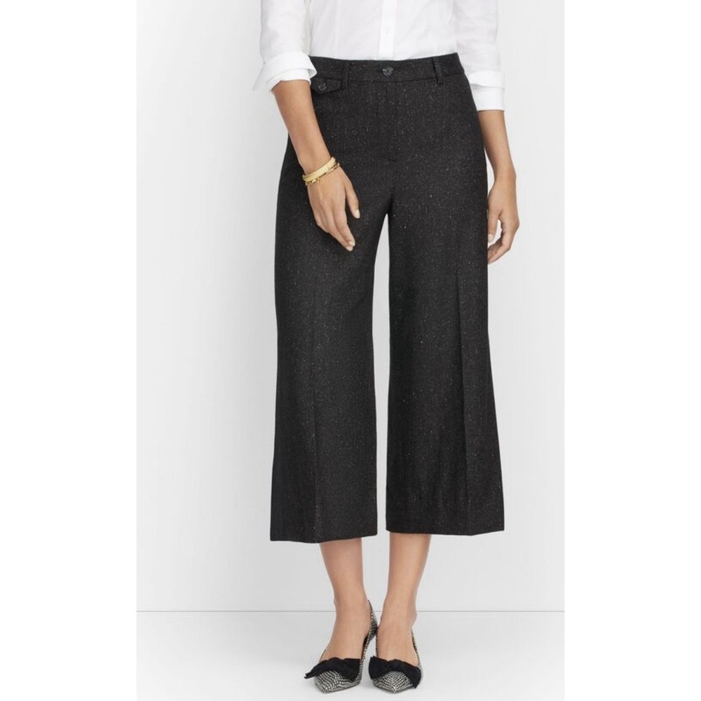 Talbots Women's STRETCH FLANNEL CULOTTES - DONEGAL Wool Blend Pants Wide‎ Leg 14